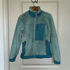 Women's MOUNTAIN HARDWEAR Full Zip Furry Monkey Fleece-Light Blue-Size Small